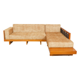 MAARK WOODEN SOFA SET (3+DIWAN+SETTY) WITH COFFEE TABLE TWITTER BROWN COLOUR