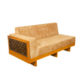 MAARK WOODEN SOFA SET (3+DIWAN+SETTY) WITH COFFEE TABLE TWITTER BROWN COLOUR