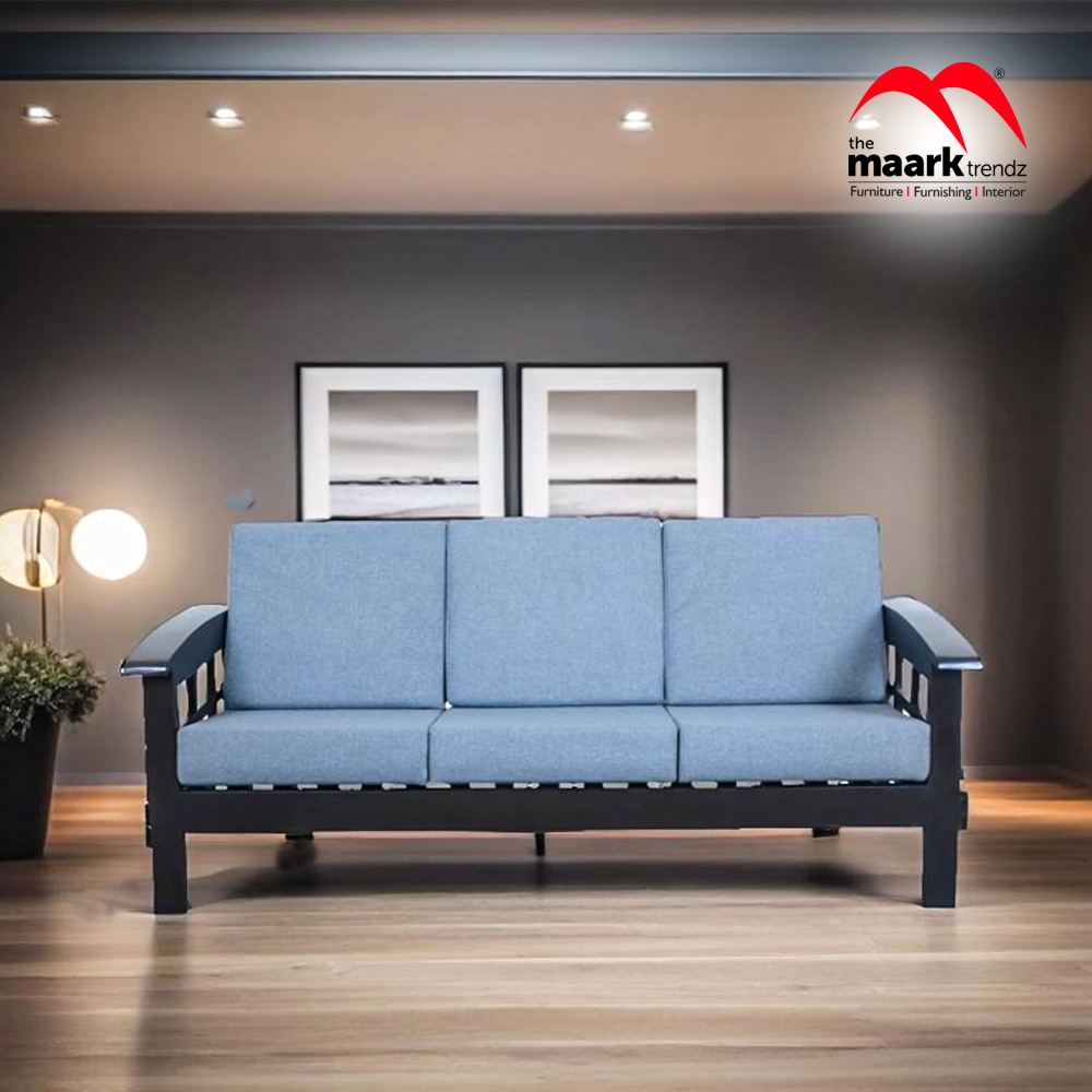 MAARK WOODEN 3 SEATER SOFA RUDRA WALNUT COLOUR