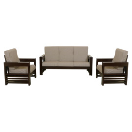 MAARK WOODEN SOFA SET (3+1+1) ALPHA WALNUT COLOUR