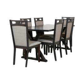 MAARK WOODEN TOP 6 SEATER DINING SET AUTUMN HT