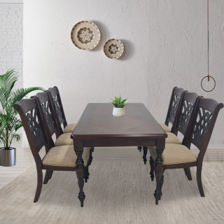 MAARK WOODEN TOP 6 SEATER DINING SET REGGIE-4354T-4354SC HT