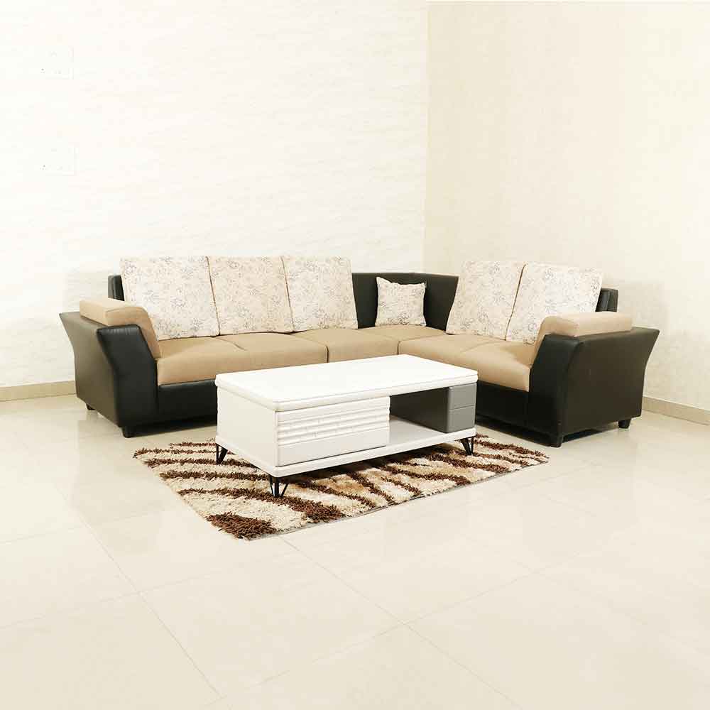 MAARK FABRIC CORNER SOFA 5 SEATER ALPHINE BROWN COLOUR