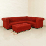 MAARK FABRIC CORNER SOFA 5 SEATER CHESTER WITH PUFFY RED COLOUR