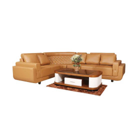 MAARK FABRIC CORNER SOFA 5 SEATER DIAMOND BROWN COLOUR