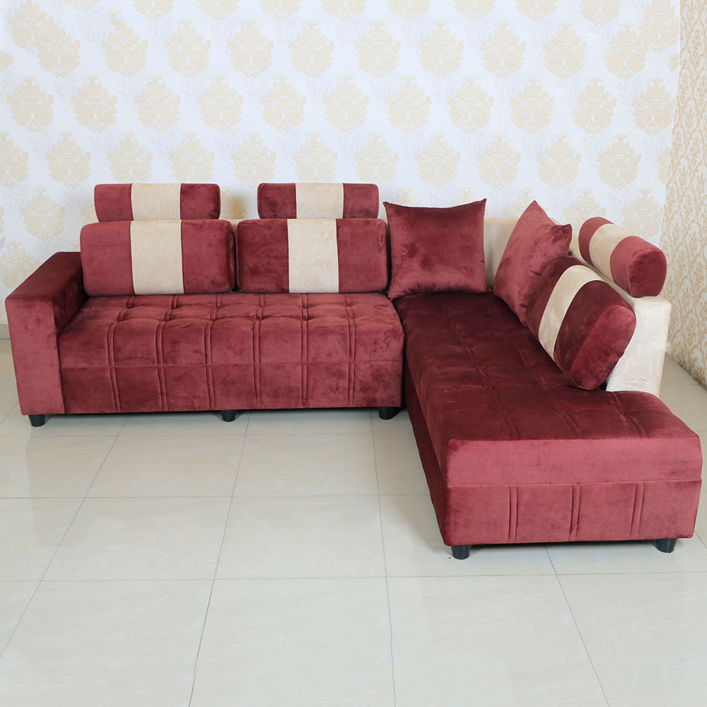 MAARK FABRIC SOFA SET (3+DIWAN) COSMO RED COLOUR