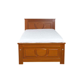 MAARK SINGLE BED (3*6.25) GD SQUARE TEAK COLOUR