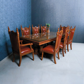 MAARK GLASS TOP 8 SEATER DINING SET MANOHARA MC