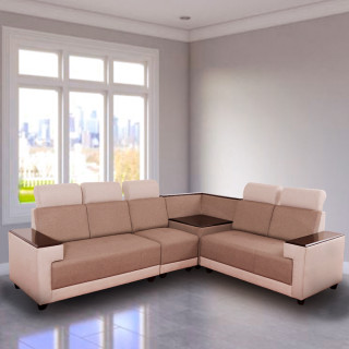 MAARK FABRIC CORNER SOFA 5 SEATER INDROYAL BROWN COLOUR