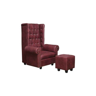 MAARK FABRIC WING CHAIR SINGLE SEATER JANEEL WITH PUFFY RED COLOUR