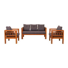 MAARK WOODEN SOFA SET (3+1+1) BOX TEAK COLOUR