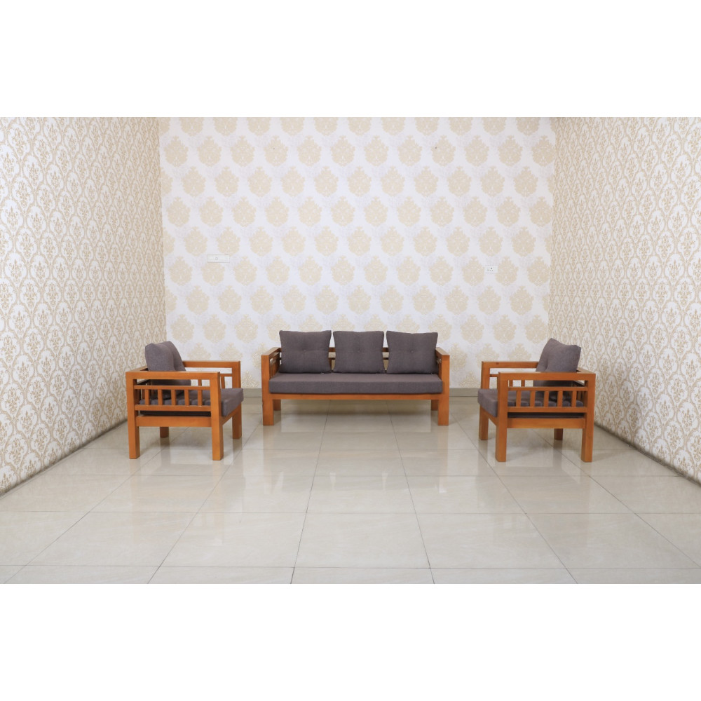 MAARK WOODEN SOFA SET (3+1+1) BOX TEAK COLOUR