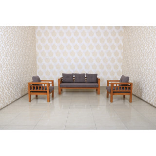 MAARK WOODEN SOFA SET (3+1+1) BOX TEAK COLOUR