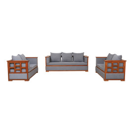 MAARK WOODEN SOFA SET (3+2+2) BOX GRAY COLOUR