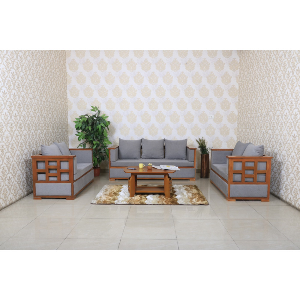 MAARK WOODEN SOFA SET (3+2+2) BOX GRAY COLOUR