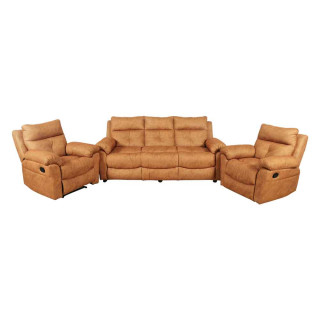 MAARK MANUAL RECLINER FABRIC SOFA SET (3+1R+1R) SAIBA BROWN COLOUR