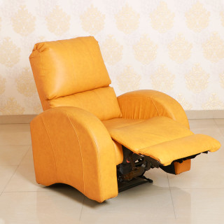 MAARK MANUAL RECLINER LEATHERETTE SOFA SINGLE SEATER ROCKER YELLOW COLOUR