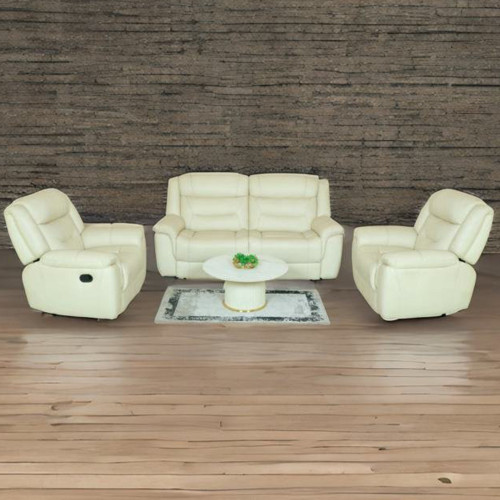 Maark Recliner leather sofa (3+1+1)9158 cream white colour HT