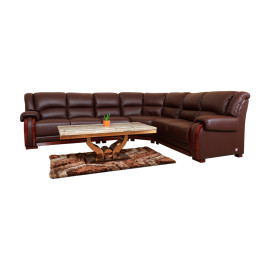 MAARK LEATHERETTE CORNER SOFA 5 SEATER DEMOS MAROON COLOUR HT