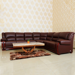 MAARK LEATHERETTE CORNER SOFA 5 SEATER DEMOS MAROON COLOUR HT