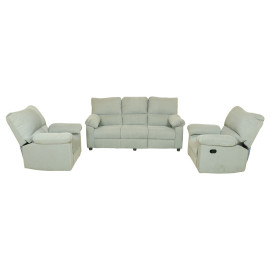 MAARK MANUAL RECLINER FABRIC SOFA SET (3+1R+1R) PRAKASAM GRAY COLOUR