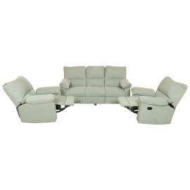 MAARK MANUAL RECLINER FABRIC SOFA SET (3+1R+1R) PRAKASAM GRAY COLOUR