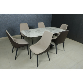 MAARK MARBLE TOP 6 SEATER DINING SET DT708-Y35 HT