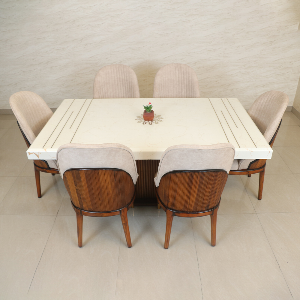 MAARK MARBLE TOP 6 SEATER DINING SET 6039 TD