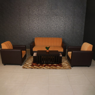 MAARK FABRIC SOFA SET (3+1+1) HACKSAW ORANGE COLOUR