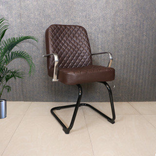 MAARK VISITOR CHAIR C BEND WITH CHROME ARMS BROWN COLOUR GF