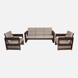 MAARK WOODEN SOFA SET (3+1+1) GAMA WALNUT COLOUR