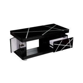 MAARK GLASS TOP COFFEE TABLE CTG-2321-BLACK COLOUR HT