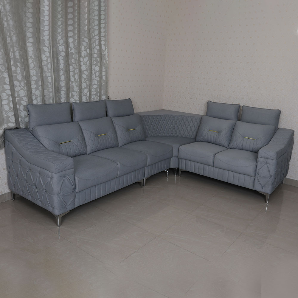 MAARK FABRIC CORNER SOFA 5 SEATER CAMEL BACK