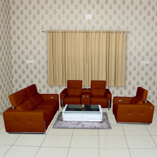 MAARK MOTORIZED RECLINER LEATHER SOFA SET (3R+2R+1R) FJ355-501C BROWN COLOUR HT