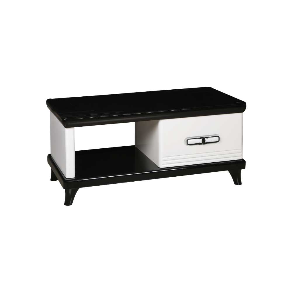 WOODEN COFFEE TABLE IN BLACK WITH WHITE COLOR
