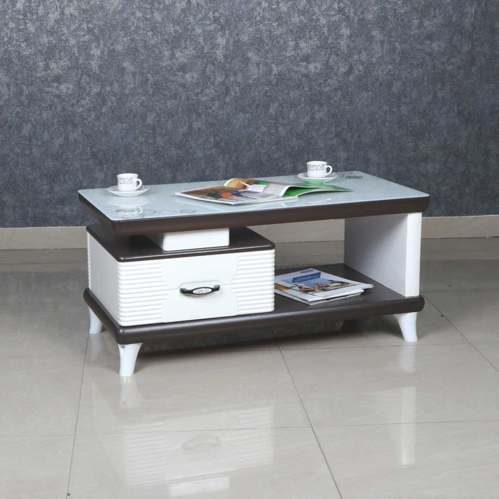 COFFEE TABLE IN WHITE WITH BROWN COLOR