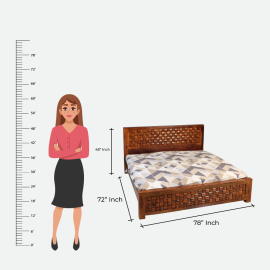 MAARK SHEESHAM WOOD KING SIZE BED (6*6.5) 3050 NATURAL FINISH SV