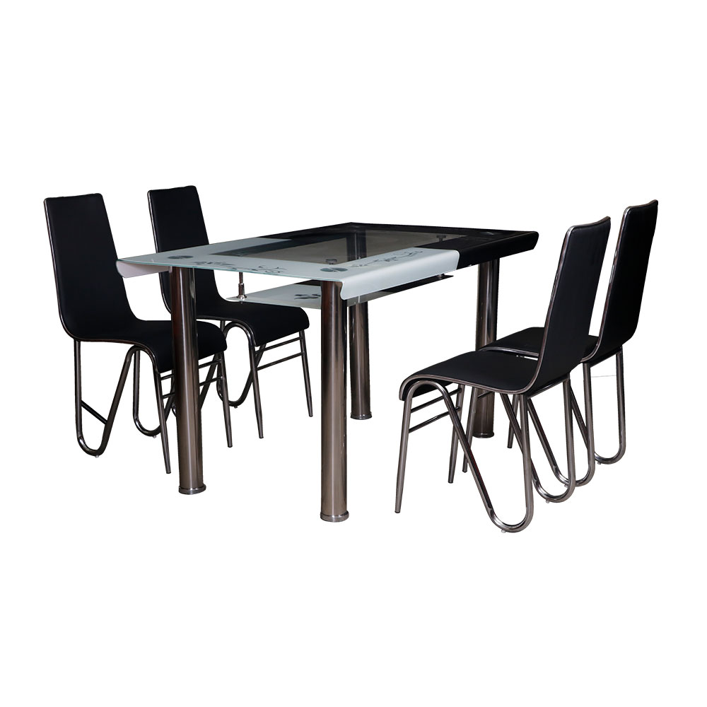 Bend Glass Dining Table in Black Color