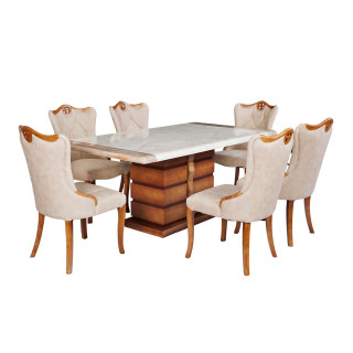 MAARK MARBLE TOP 6 SEATER DINING SET 1102-6145 HT