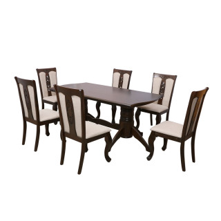 MAARK WOODEN TOP 6 SEATER DINING SET HOCKEY HT