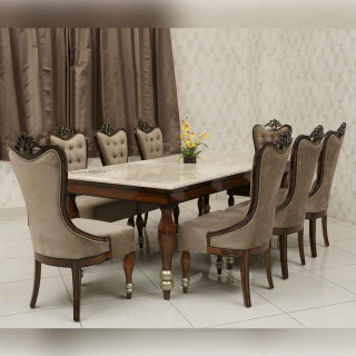 MAARK MARBLE TOP 8 SEATER DINING SET GOLDEN BELL TD