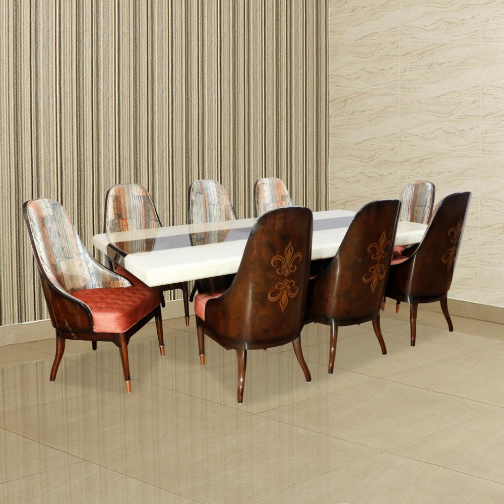 MAARK MARBLE TOP 8 SEATER DINING SET 8003 TD