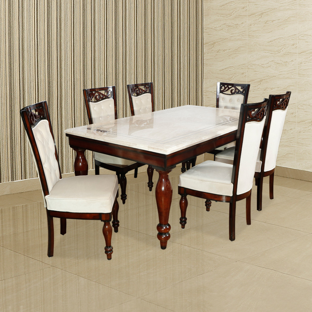 MAARK MARBLE TOP 6 SEATER DINING SET 6014 TD