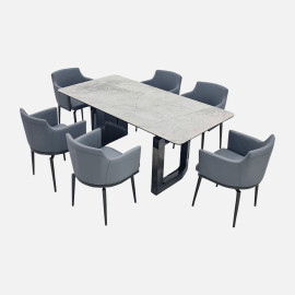 MAARK MARBLE TOP 6 SEATER DINING SET CT78-Y111 HT