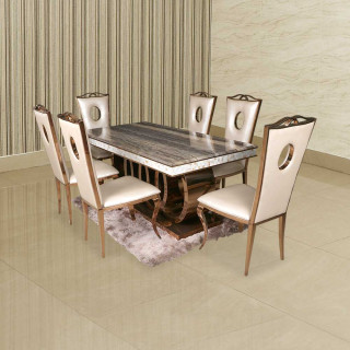 MAARK MARBLE TOP 6 SEATER DINING SET 504 RG HT