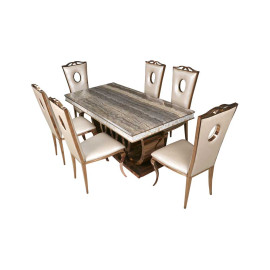 MAARK MARBLE TOP 6 SEATER DINING SET 504 RG HT