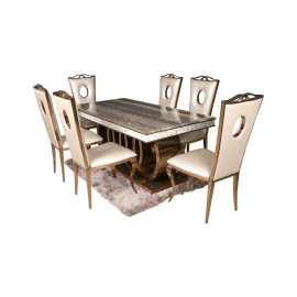 MAARK MARBLE TOP 6 SEATER DINING SET 504 RG HT