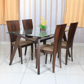 MAARK GLASS TOP 4 SEATER DINING SET 6470-3971Y HT