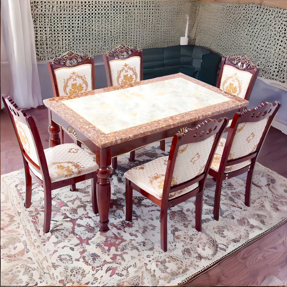 MAARK MARBLE TOP 6 SEATER DINING SET 167-F98 HT
