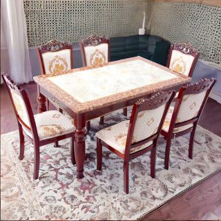 MAARK MARBLE TOP 6 SEATER DINING SET 167-F98 HT